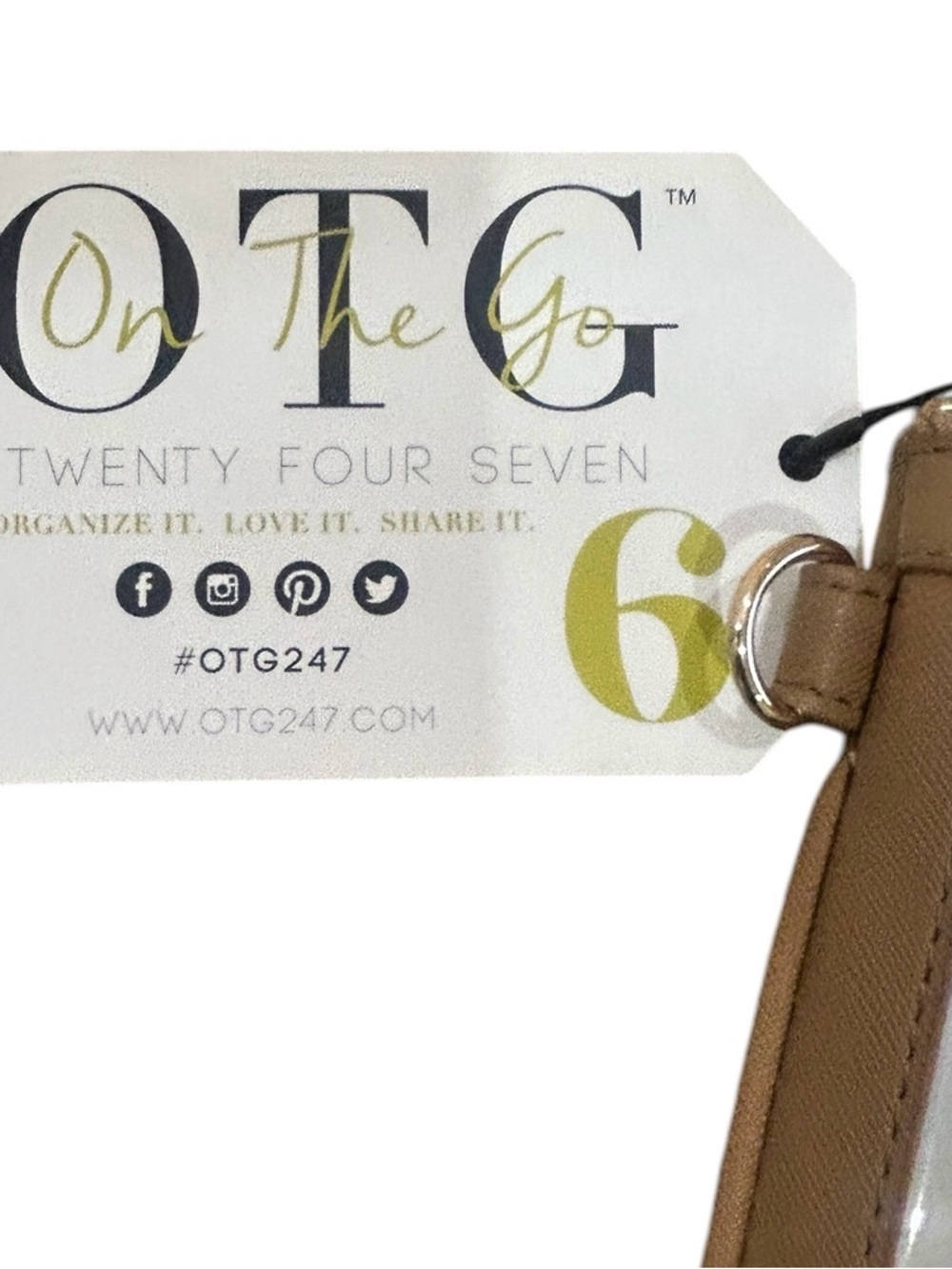 NWT On the go OTG247 Clear Crossbody Bag Tan Trim Adjustable Strap gold zip pull - Picture 3 of 8